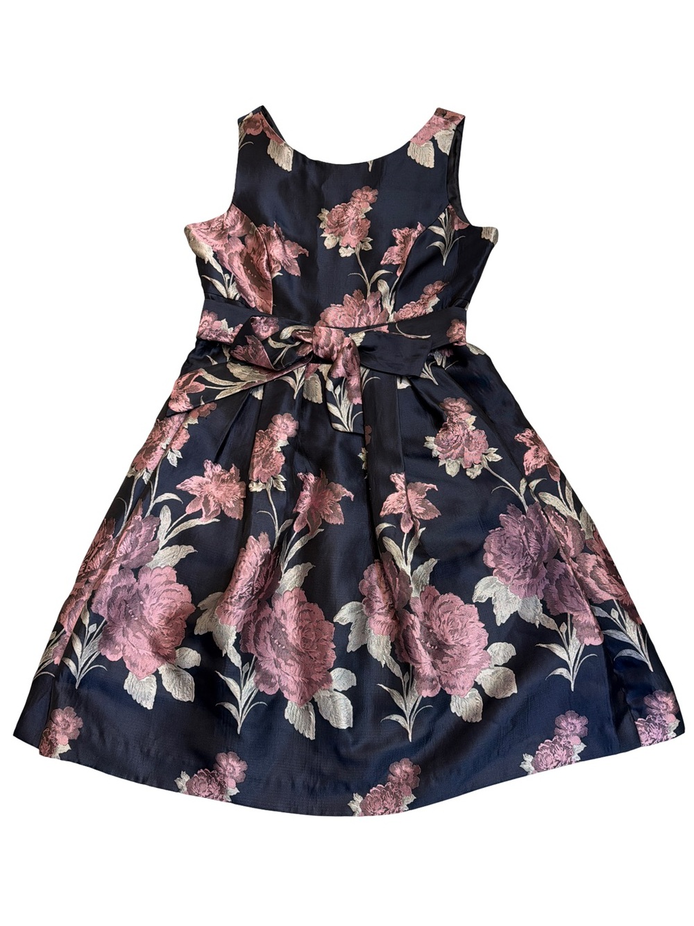 Eliza J Floral Jacquard Fit & Flare Cocktail Dress with Bow - Size 6